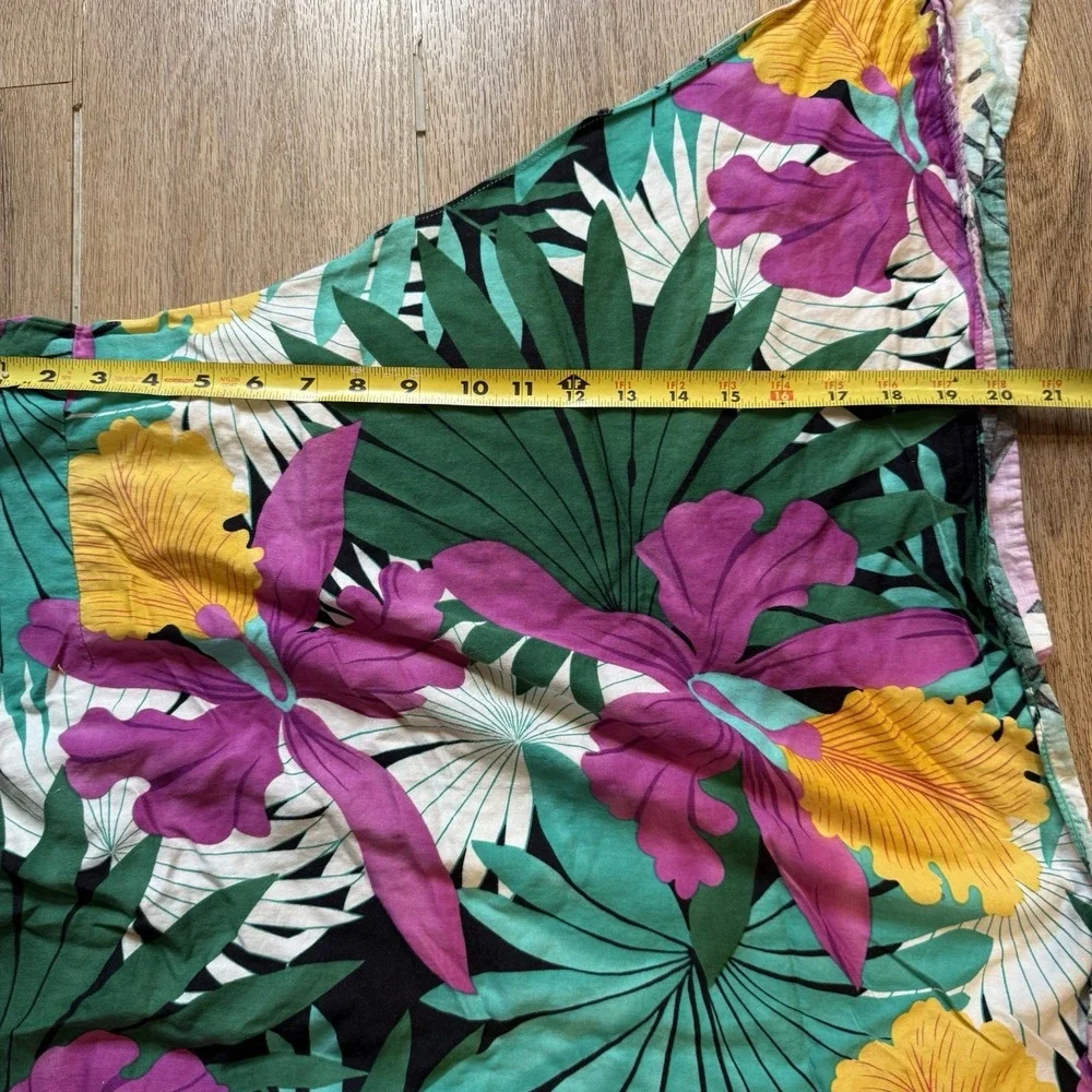 Hilo Hattie Floral Sarong Wrap Skirt Made in Hawaii Tropical Hibiscus OS Blue